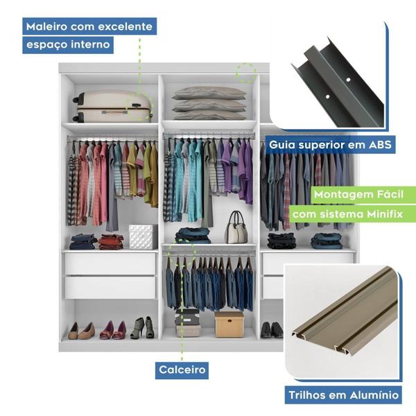 Imagem de Guarda Roupa Casal Premium Ivy 205,9cm com Espelho 3 Portas 4 Gavetas Espresso Móveis