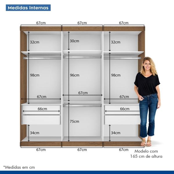 Imagem de Guarda Roupa Casal Premium Ivy 205,9cm com Espelho 3 Portas 4 Gavetas Espresso Móveis