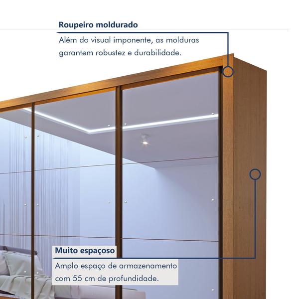 Imagem de Guarda Roupa Casal Premium Lux 242cm com Espelho 3 Portas 6 Gavetas Espresso Móveis