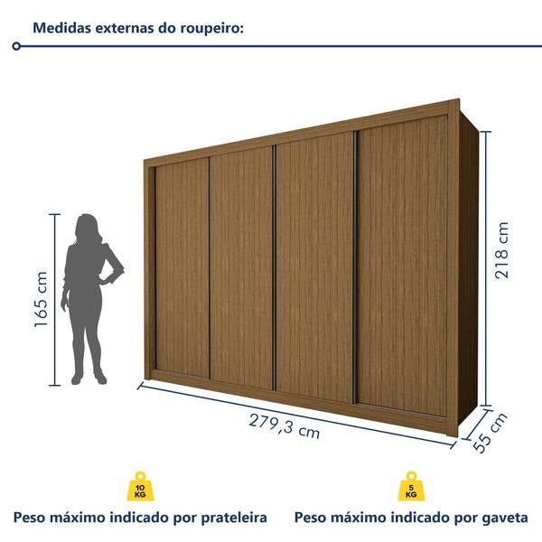 Imagem de Guarda Roupa Casal Premium Nápoli 242cm 4 Portas 4 Gavetas Espresso Móveis