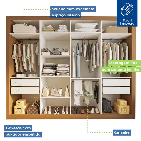 Imagem de Guarda Roupa Casal Premium Nápoli 279,3cm 4 Portas 4 Gavetas Espresso Móveis