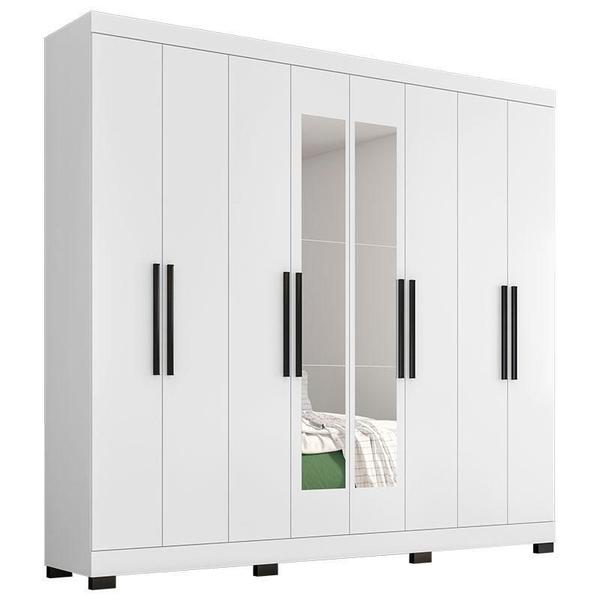 Imagem de Guarda Roupa Casal Prime 1684 com Espelho e Pés Reto News com Cômoda 2352 Branco - Araplac