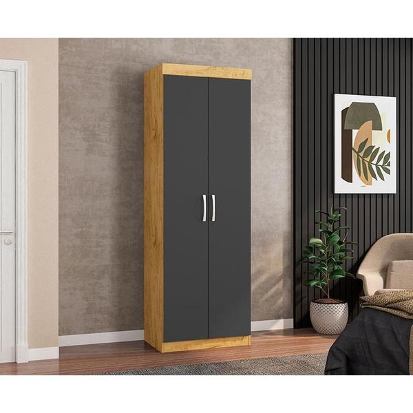 Imagem de Guarda Roupa Casal Prime 1684 com Multiuso 6020 e Cômoda 2352 Freijó Carbono - Araplac