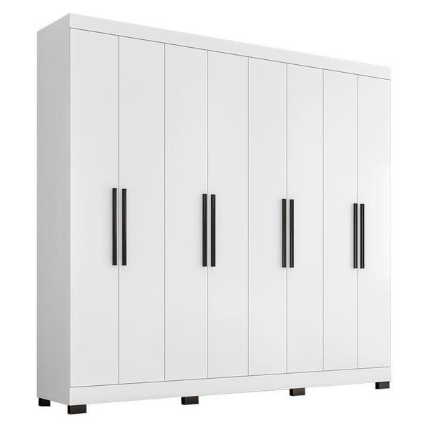 Imagem de Guarda Roupa Casal Prime 1684 com Pés Reto News e Cômoda Excellence 8000 com Cabeceira Luiza 140cm Branco - Araplac