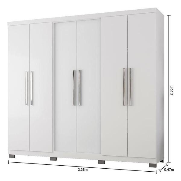 Imagem de Guarda Roupa Casal Prime 6000 Branco com New Pés - Araplac