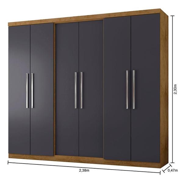 Imagem de Guarda Roupa Casal Prime 6000 com Multiuso 6020 e Cômoda 2352 Freijó Carbono - Araplac