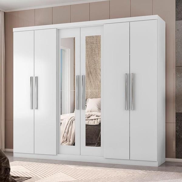 Imagem de Guarda Roupa Casal Prime 7000 com Cabeceira Luiza 140cm Branco - Araplac