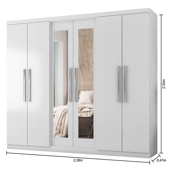 Imagem de Guarda Roupa Casal Prime 7000 com Espelho 2264E e Cômoda 8050 Branco - Araplac