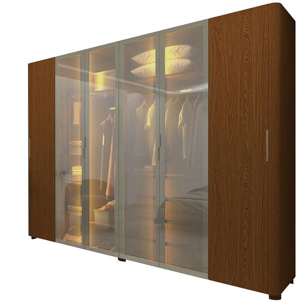 Imagem de Guarda Roupa Casal Reflecta LED Innova Castanho - Gelius