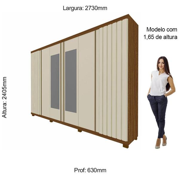 Imagem de Guarda-roupa Casal Ripado 6 Portas 4 Gavetas com Espelho Absolut New