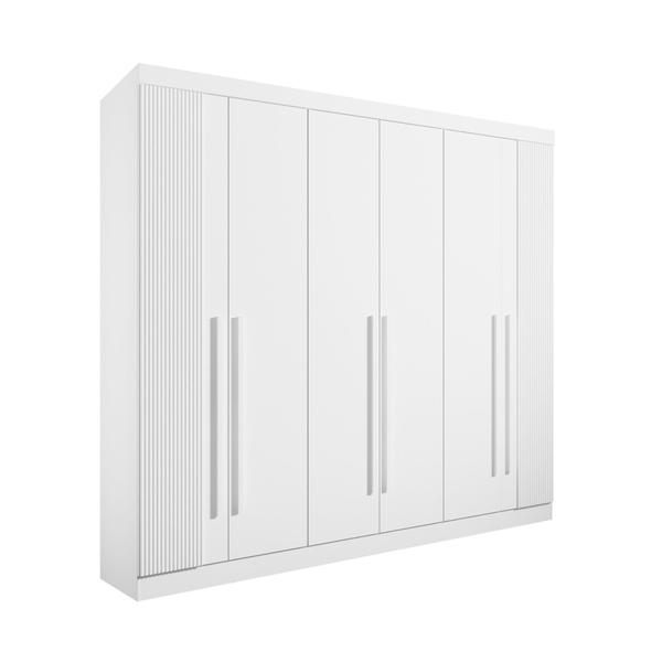 Imagem de Guarda Roupa Casal Ripado 6 Portas 6 Gavetas Da Vinci Branco 100% MDF - D' Doro