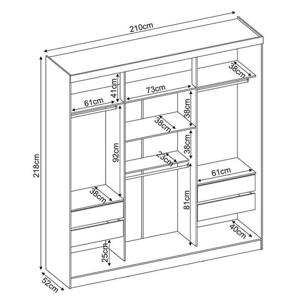 Imagem de Guarda Roupa Casal Ritmo 34030 Amêndola Branco Flex  Demóbile