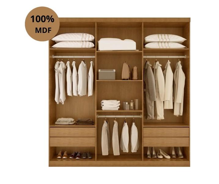 Imagem de Guarda roupa casal salvador 6 portas 4 gavetas internas imbuia/off white 100% mdf - bonequinha móveis