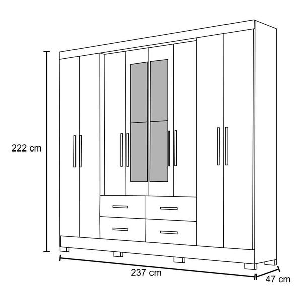 Imagem de Guarda Roupa Casal San Lorenzo 8 Portas Castanho Wood/Baunilha - Moval