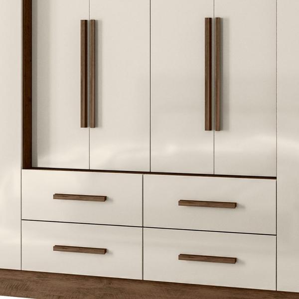 Imagem de Guarda Roupa Casal San Lorenzo 8 Portas Castanho Wood Off White Moval