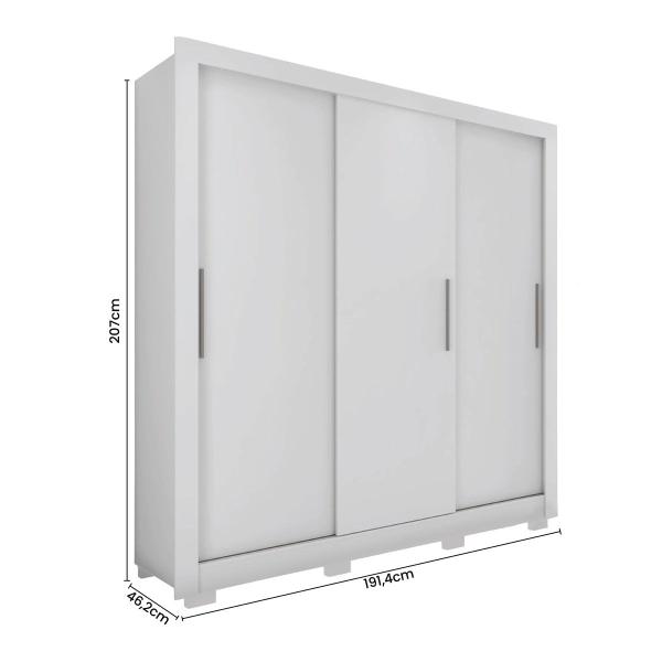 Imagem de Guarda-Roupa Casal Santiago 3 Portas 2 Gavetas Branco - Caemmun