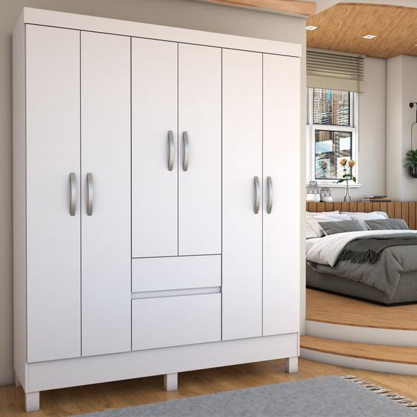 Imagem de Guarda-Roupa Casal Senna 6 Portas 2 Gavetas Branco - Panorama Móveis