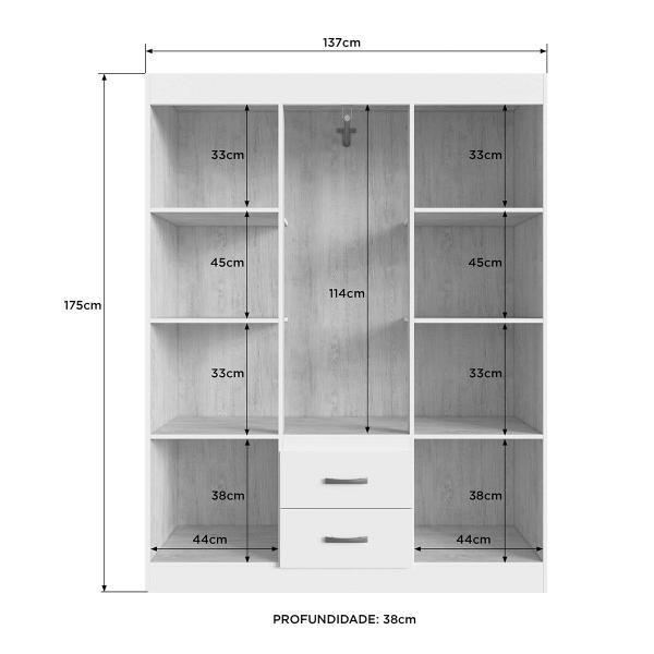 Imagem de Guarda-Roupa Casal Sidney 6 Portas 2 Gavetas Branco - Doripel