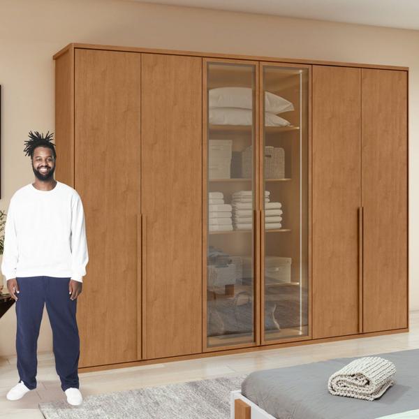 Imagem de Guarda-roupa Casal Solaris 6 Portas com Vidro 100% Mdf