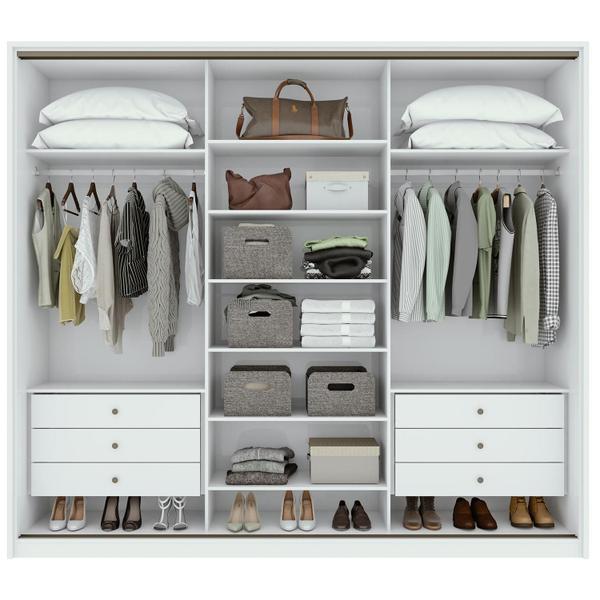 Imagem de Guarda-Roupa Casal Spazio 270 3 portas 6 Gavetas Branco