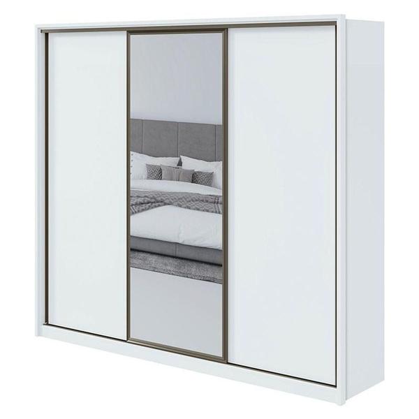 Imagem de Guarda Roupa Casal Spazio 270 Branco Brilho Com Espelho - Lopas