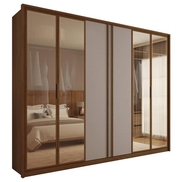 Imagem de Guarda Roupa Casal Suburban 6 Portas 4 Gavetas com Vidro Reflecta Espresso Móveis