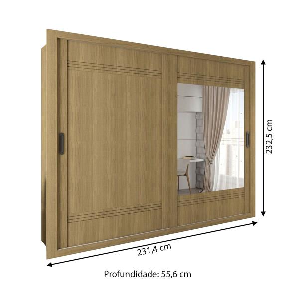 Imagem de Guarda-Roupa Casal Sunderland 2 Portas 4 Gavetas com Espelho 100% Mdf Castanho - Panorama Móveis