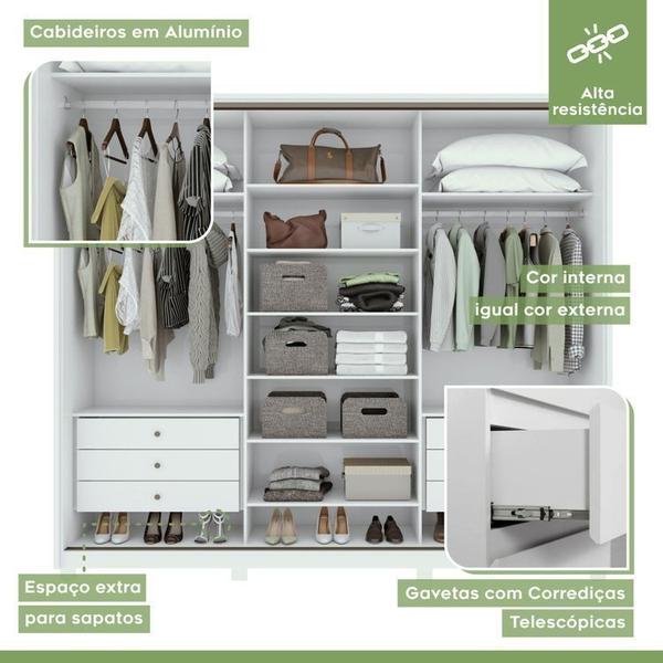 Imagem de Guarda-Roupa Casal  Super Glass, Cômoda Urban e Cama Casal Solaris Branco