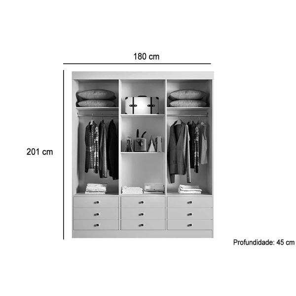 Imagem de Guarda Roupa Casal Texas 3 Portas de Correr e 9 Gavetas c/ Espelho e Pés Imbuia ou Imbuia Ripado-Flex - Rufato