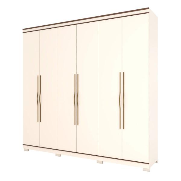 Imagem de Guarda-Roupa Casal Titanium 6 Portas 5 Gavetas Off White/Castanho - Henn