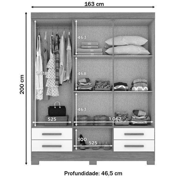 Imagem de Guarda-Roupa Casal Tóquio 6 Portas 4 Gavetas com Espelho Castanho Hp - Briz