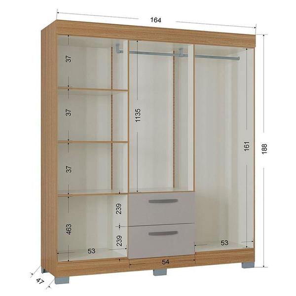 Imagem de Guarda Roupa Casal Tóquio 6 Portas com Armário Multiuso 2 Portas Damasco Off White - Poquema