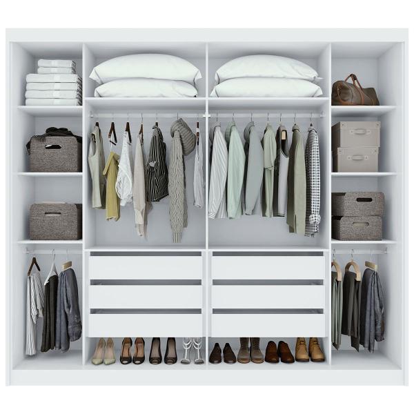 Imagem de Guarda-Roupa Casal Toronto 2 Portas 6 Gavetas 100% Mdf Branco 45888.58 - Móveis Lopas