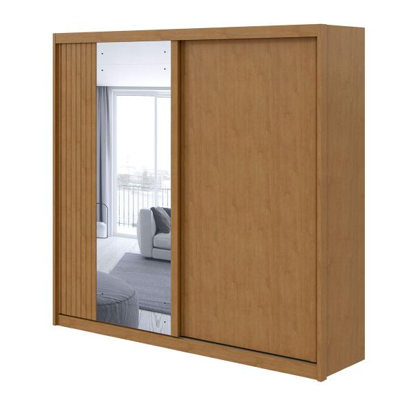 Imagem de Guarda-Roupa Casal Velaris 2 Portas com Espelho 100% Mdf Flex Amêndoa Clean/Off White 65299.59 - Móveis Lopas