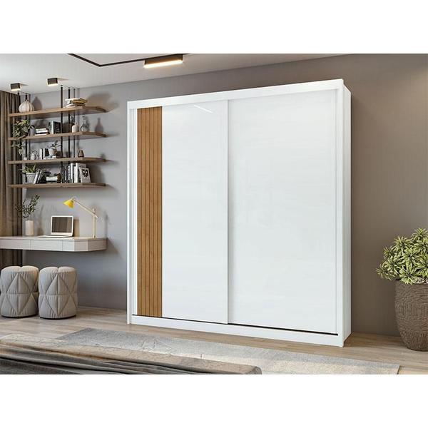 Imagem de Guarda Roupa Casal Velaris Branco Brilho Amêndoa Clean - Lopas