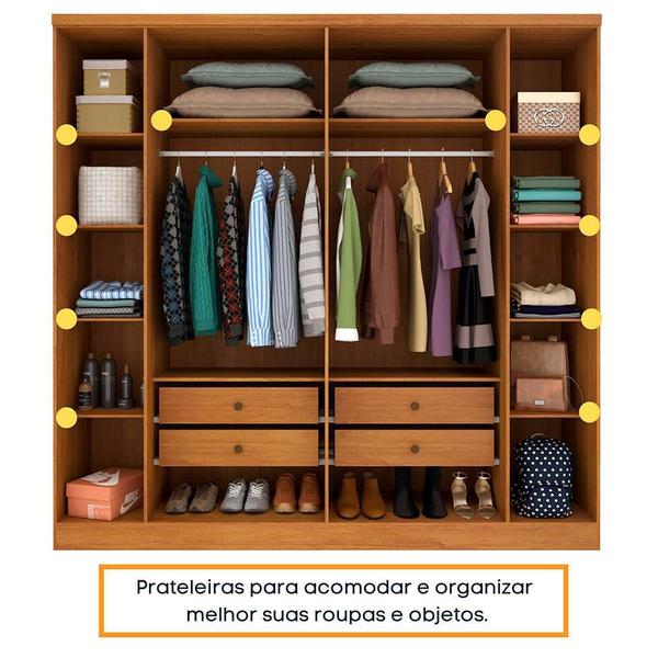 Imagem de Guarda-Roupa Casal Veneza 6 PT 4 GV Cinamomo e Off White