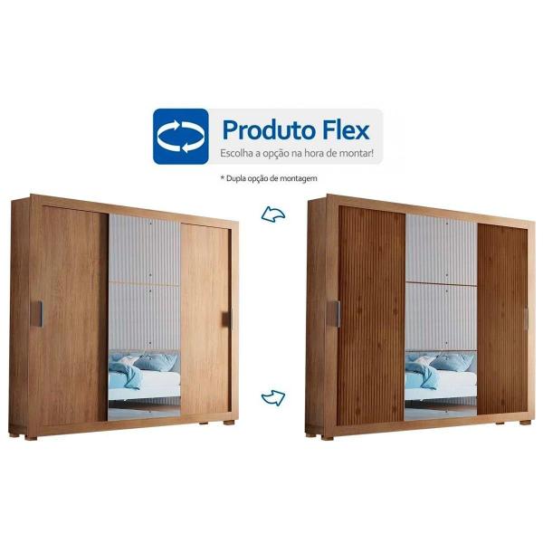 Imagem de Guarda Roupa Casal Veneza Luxo 3 Portas de Correr e 4 Gavetas c/ Pés Naturale-Naturale Ripado-Flex - Rufato