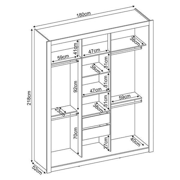 Imagem de Guarda Roupa Casal Vero 3 Portas Branco com Espelho - Demóbile