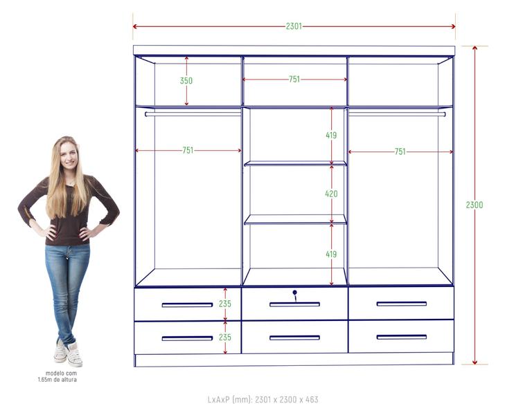 Imagem de Guarda Roupa Casal Zanzini Maximus Plus 6 portas 6 gavetas com pés Jacarandá