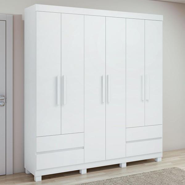 Imagem de Guarda-Roupa Casal Zeus 6 Portas 4 Gavetas Branco - Móveis Lopas