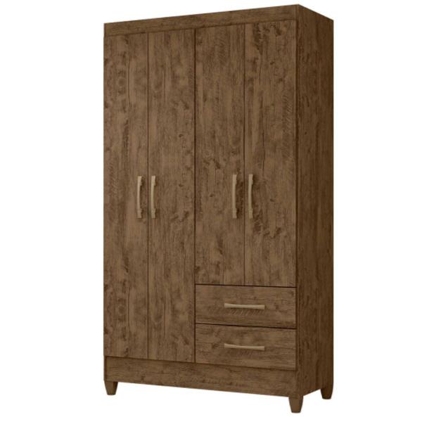 Imagem de Guarda Roupa Chile 103cm 4 Portas Castanho Wood Moval