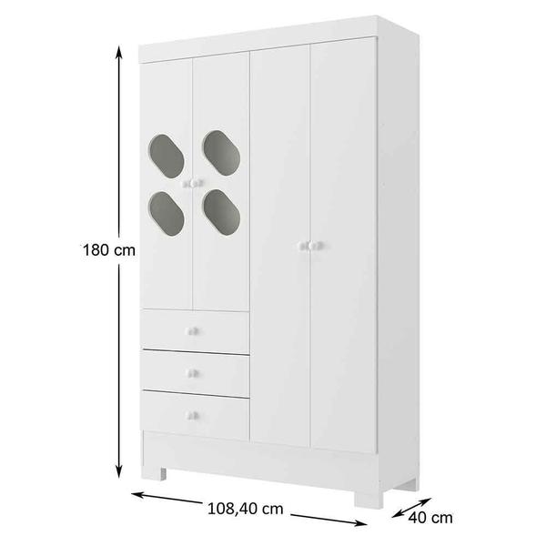 Imagem de Guarda Roupa Ciranda 4 Portas 3 Gavetas Branco - Rodial