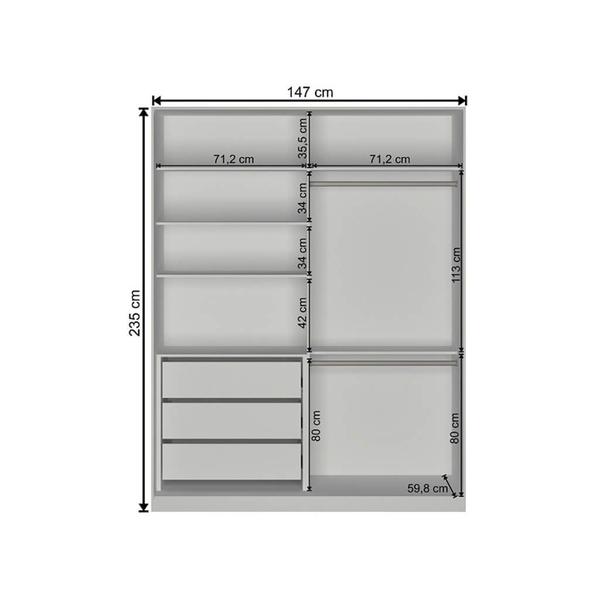 Imagem de Guarda-Roupa Closet 147cm 2 Portas 100% MDF Branco