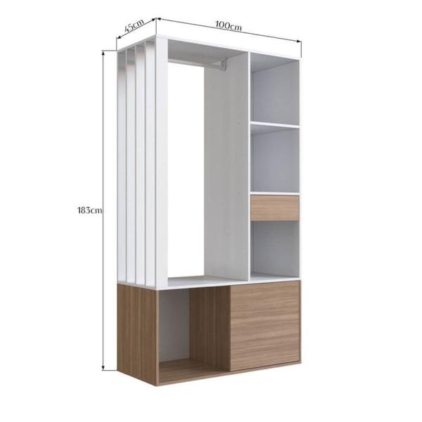 Imagem de Guarda Roupa Closet 183X100cm Branco Montana PRODDY