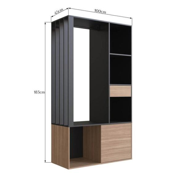 Imagem de Guarda Roupa Closet 183X100cm Preto Montana PRODDY