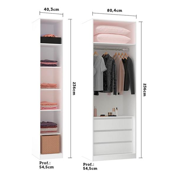 Imagem de Guarda Roupa Closet 2 Módulos sem Porta 3 Gavetas e 1 Cabideiro Prime Luciane Móveis