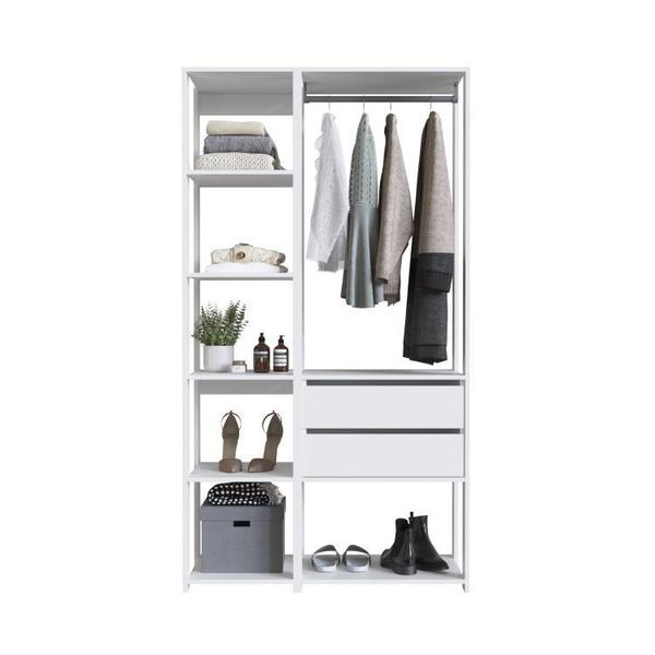 Imagem de Guarda Roupa Closet 2 Peças com 1 Cabideiro 2 Gavetas e 6 Nichos Easy Prodecor