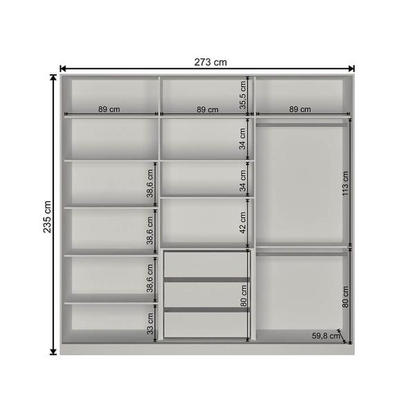 Imagem de Guarda-Roupa Closet 273cm 3 Portas 100% MDF Branco Lilies Móveis