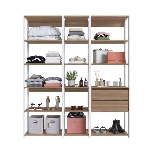 Imagem de Guarda Roupa Closet 3 Peças com 2 Gavetas e 14 Nichos Easy