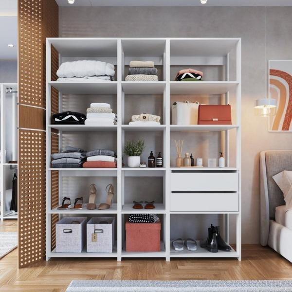 Imagem de Guarda Roupa Closet 3 Peças com 2 Gavetas e 14 Nichos Easy